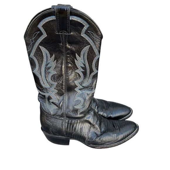 Justin Boots Men's Black lizard Leather Western Cowboy Boots Size 8 D